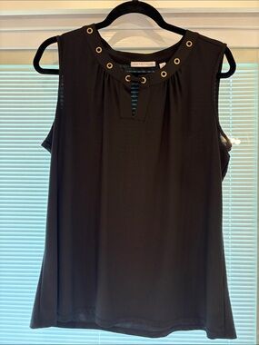 Notations Black and Gold Tank Top Size 1X